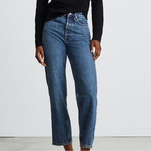 Everlane “Rigid Way-High Jean” in Worn-In Blue